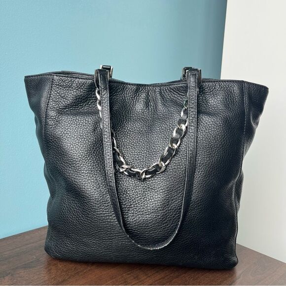 MICHAEL KORS Black Leather Jet Set Voyager Hamilton Harper Tote Laptop Work Bag - Picture 3 of 15